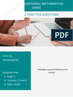 Topical Practice Questions: Cie Igcse Additional Mathematics (0606)