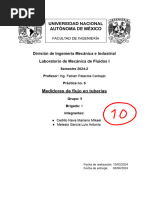 División de Ingeniería Mecánica e Industrial Laboratorio de Mecánica de Fluidos I