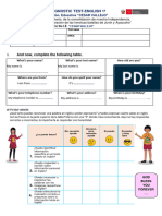 INGLES 1° Evaluación Diagnóstica