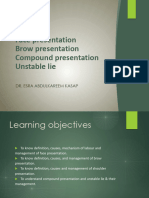 Face Presentation Brow Presentation Compound Presentation Unstable Lie