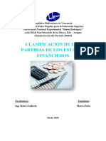 Clasificacion de Las Partidas de Los Estados Financieros Unidad Ii 27 04 20