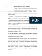 Os Factores Que Afectam A Velocidade de Reacções Enzimáticas