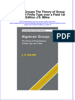 PDF Algebraic Groups The Theory of Group Schemes of Finite Type Over A Field 1St Edition J S Milne 2 Ebook Full Chapter