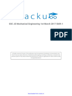 Solved SSC JE Mechanical Engineering 1st March 2017 Shift-1 Paper With Solutions