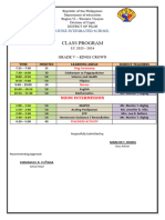 Class Program & Teacher's Class Schedule S.Y. 2023-2024