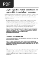 ¿Qué Significa Venid A Mí Todos Los Que Estáis Trabajados y Cargados