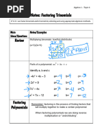 Factoring Trinomials Notes F22