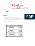 Senior Math Entrance Assessment