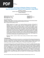 Authentic Assessment of Modular Distance Learning: Basis For Instructional Materials Development in Agriculture