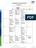 Abril: Calendario de Evaluaciones 1° Básico A