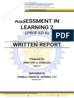 Assessing and Evaluating The Portfolio WRITTEN REPORT