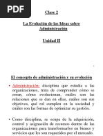 Clase 2 La Evolución de Las Ideas Sobre Administración Unidad II Presentación