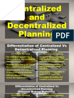 Centralized and Decentralized Planning