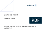 Pearson Yr 6 Achievement Test-Maths-Examiner Report (JMA01) - 2014