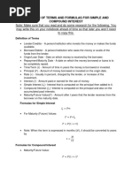 Definition of Terms and Formulas