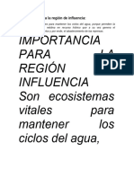 Importancia para La Región de Influencia