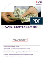 Topic 6 Capital Budgeting Under Risk and Uncertainty