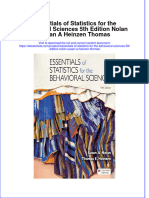 Ebook Essentials of Statistics For The Behavioral Sciences 5Th Edition Nolan Susan A Heinzen Thomas Online PDF All Chapter