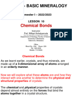 GEO 211 - Basic Mineralogy - Lesson 10 - Chemical Bonds