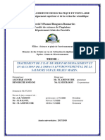 Traitement de L'Eau de Mer Par Dessalement Et Evaluation de L'Impact Environnemental de La Saumure Sur Le Milieu Marin