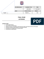 G8 Listening Mark Sheet