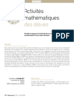 7-Activite - S Mathe - Matiques Des e - Le - Ves