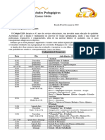 Calendário de Atividades Pedagógicas: I Semestre/ 1º e 2º Ano Ensino Médio