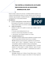 Las Propuestas Contra La Violencia en Los Planes de Gobierno en Bolivia de Las Elecciones Generales Del 2020