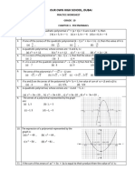 Chapter Wise Work Sheet - Polynomials