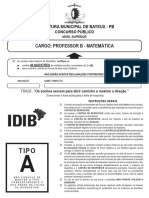 Prova de Professor de Matemática Idib