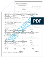 10th Maths Model Question