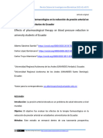 Efectos de Terapia Farmacológica en La Reducción de Presión Arterial en Estudiantes Universitarios de Ecuador