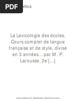 Livre La Lexicologie Des Ecoles - Cours Complet de Langue Francaise Et de Style - Deuxieme Annee - Larousse