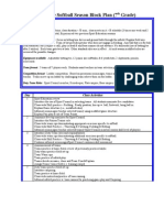 Sample Softball Season Block Plan (7 Grade) : Context