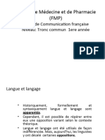 Faculté de Médecine Et de Pharmacie (FMP) : Cours de Communication Française Niveau: Tronc Commun 1ere Année