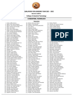 List of Qualifiers For Academic Year 2021 - 2022 College of Industrial Technology B Industrial Technology