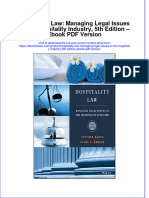 (Download PDF) Hospitality Law Managing Legal Issues in The Hospitality Industry 5Th Edition Version Full Chapter PDF