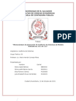 Memorandum de Planeacion de Auditoria Sistemas