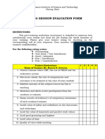 Training Session Evaluation Form