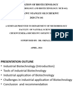 Application of Biotechnology: (Seminar in Microbiology and Biotechnology: MCB 441)