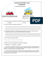 Avaliaçao de História 3º Ano 2º Trimeste