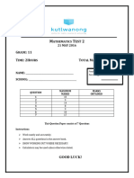 Grade 11 Mathematics Test 2