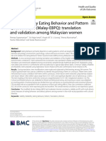 Modifed-Malay Eating Behavior and Pattern Questionnaire (Malay-EBPQ) - Translation and Validation Among Malaysian Women