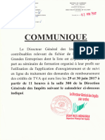 Communiqué - Séminaire Formation Application Remboursement de Crédit de TVA (DGE)