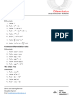 Differentiation Worksheet