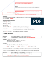 Cours Fonctions Du Second Degré