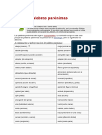 Lista de Palabras Paronimas