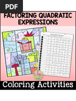 Factoring Quadratic Expressions: Coloring Activities