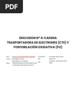 Discusion #4 - Cadena Trasportadora de Electrones (Cte) y Fosforilación Oxidativa (Fo)