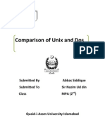 Comparison of Unix and Dos: Assignment